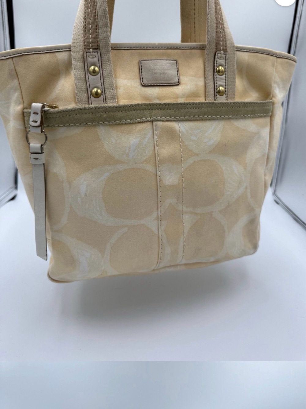Coach Cream & Beige Signature Canvas Tote